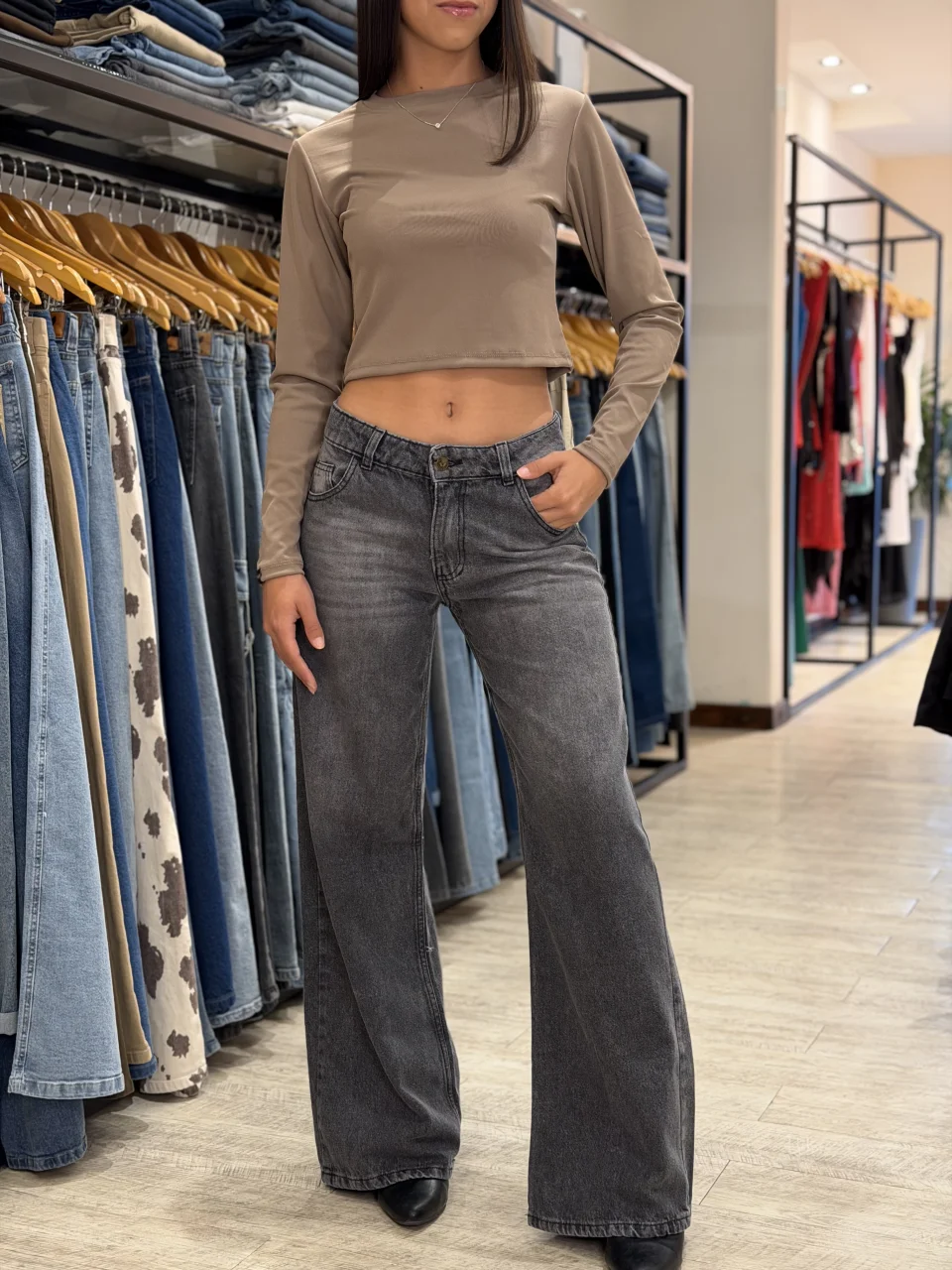 Jeans Wide Leg Tiro Bajo