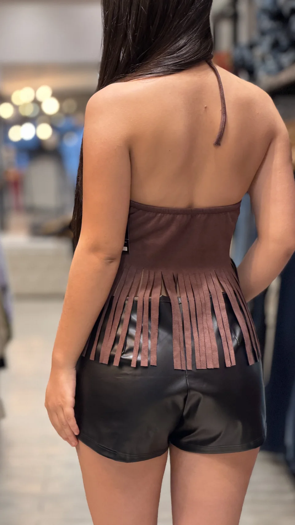 Top gamuza flecos